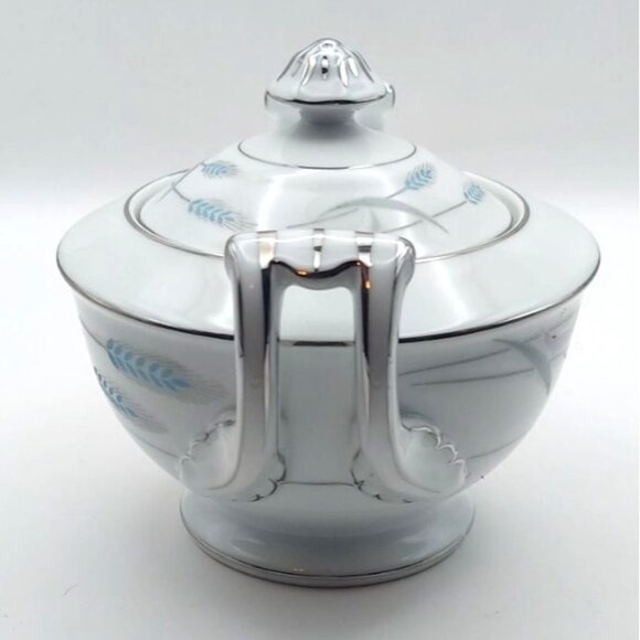Valmont China Royal Wheat Porcelain Sugar Bowl W/ Lid & Creamer Set Japan 1950s - Picture 5 of 15